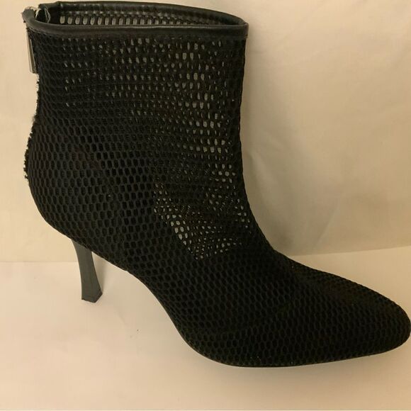 ZARA Ankle Boots Womens Size 41 Mesh Almond Toe Stiletto Heel Back Zip Black - Picture 3 of 9